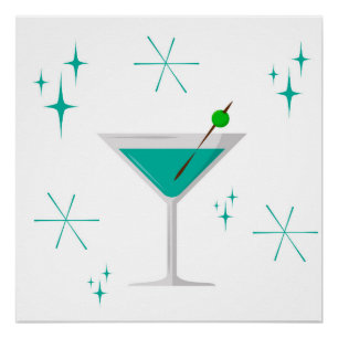 Poster Imprimerie de Martini atomique du milieu du siècle