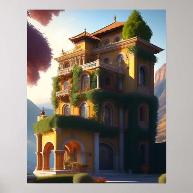 Poster Imprimerie de Villa italienne Whimsical (Devant)
