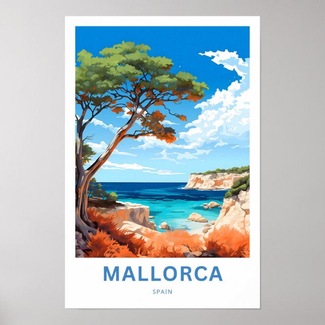 Poster Imprimerie de voyage de Mallorca Espagne (Devant)