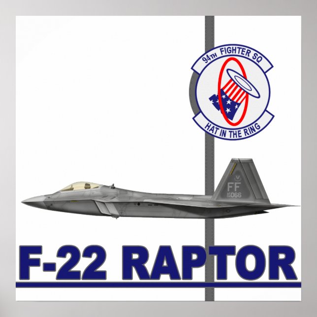 Poster Imprimerie F-22 Raptor du 94e Escadron de chasse (Devant)
