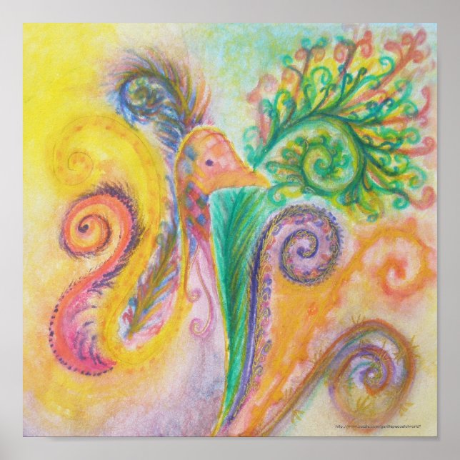 Poster Imprimez ou postez un dessin d'oiseau doux et colo (Devant)