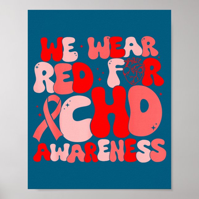 Poster In February We Wear Red Chd Awareness Heart Diseas (Devant)