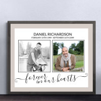 In Love Memory 2 Photo EleganT Script Funeral