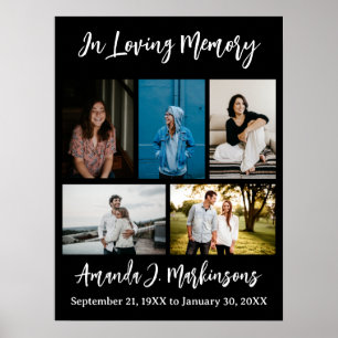 Poster In Love Memory Cinq photos Collage funéraire