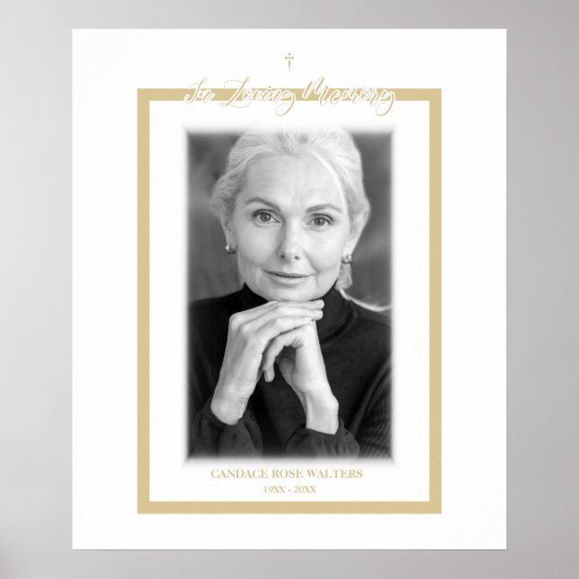 Poster In Loving Memory B&W Golden Photo Service Dear (Devant)