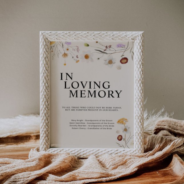 Poster In Loving Memory Boho Wildflower Wedding Sign  (Créateur téléchargé)
