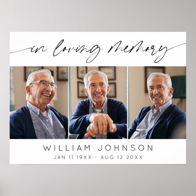 Poster In Loving Memory Photo Collage Funérailles horizon (Devant)