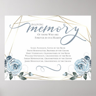 Poster In Loving Memory Remembrance Wedding Ceremony Sign