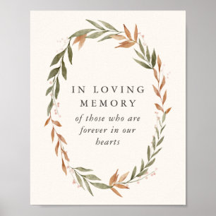 Poster In Loving Memory Sign Elegant Fall Wreath Wedding