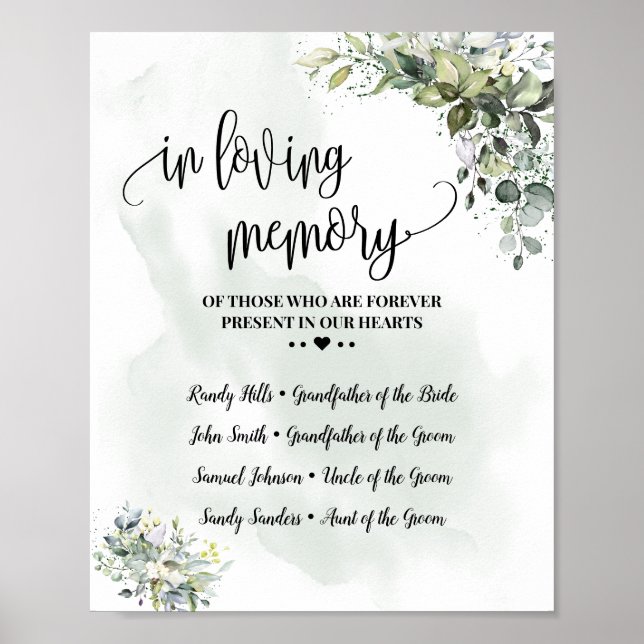 Poster In memoriam souvenir eucalyptus succulent (Devant)