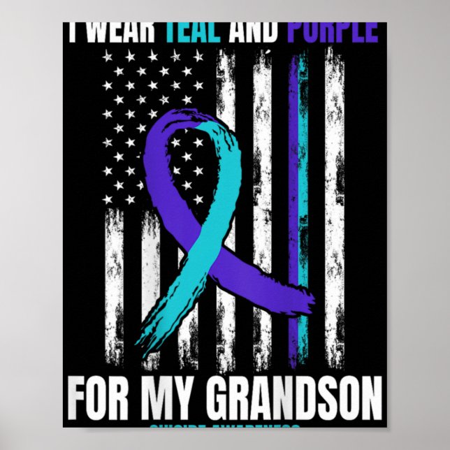Poster In Memory Of My Grandson Suicide Awareness Flag Ba (Devant)
