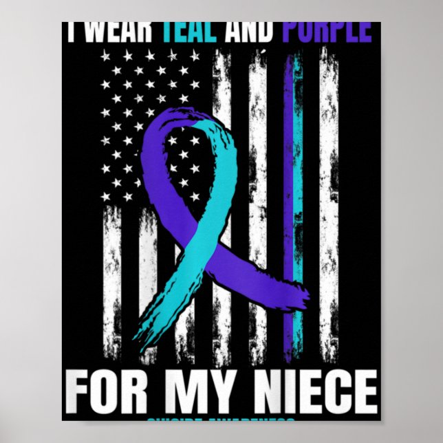 Poster In Memory Of My Niece Suicide Awareness Usa Flag C (Devant)