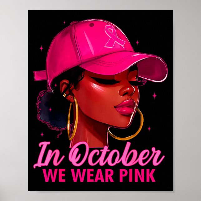 Poster In October We Wear Nk Black Women Breast Cancer Aw (Devant)