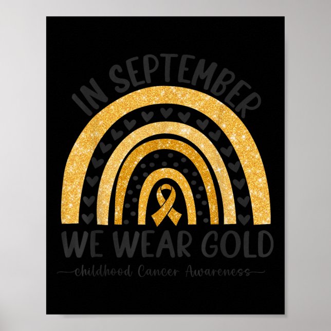 Poster In September We Wear Gold Rainbow Childhood Cancer (Devant)