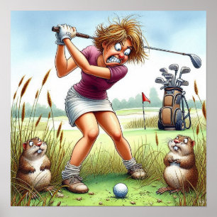 Poster In The Rough - Golf Art Print