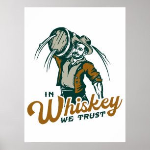 Poster "In Whiskey We Trust" Drôle Vintage Whisky Bar Art