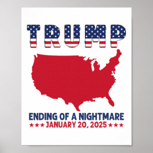 Poster Inauguration 2025 Trump Élections Fin D'une Nuit E