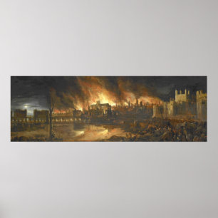 Poster incendie à Londres en 1666