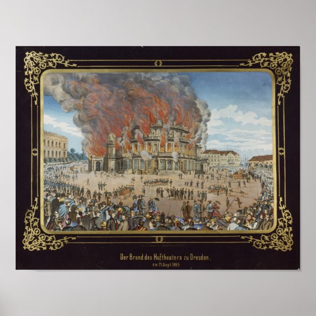 Poster Incendie au Théâtre Royal de Dresde (Devant)