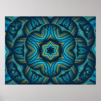 Incroyable art de mandala abstrait bleu et jaune