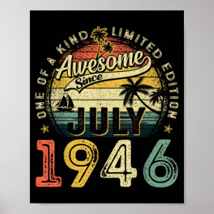 Poster Incroyable depuis juillet 1946 Vintage Rétro 80 an