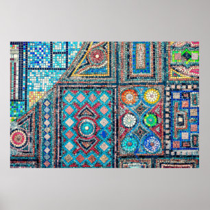 Poster incroyablement belle et vive mosaïque antique sur 