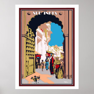 Poster Inde, personnes dans la rue de la ville, voyage vi