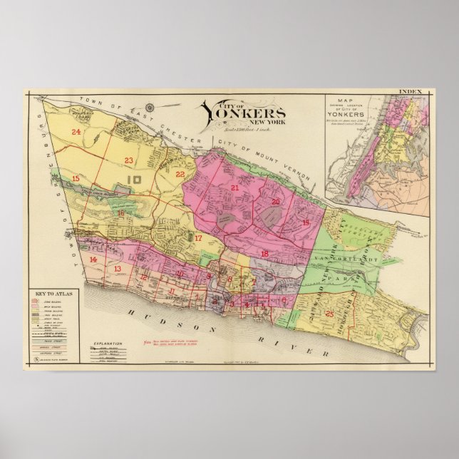 Poster Index carte Yonkers atlas (Devant)