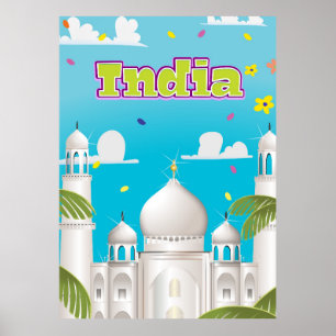 Poster India Cartoon Travel print.