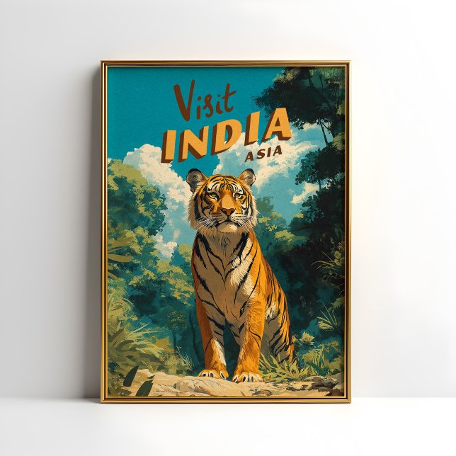 Poster India Tiger Vintage Travel (Créateur téléchargé)