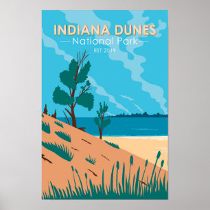 Poster Indiana Dunes National Park Vintage