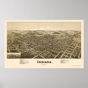 Poster Indiana, PA Carte panoramique - 1900