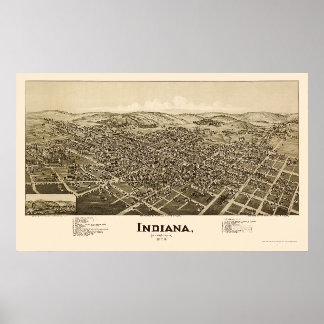Poster Indiana, PA Carte panoramique - 1900 (Devant)