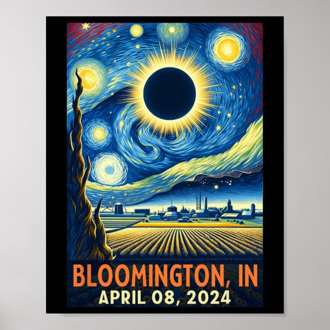 Poster Indiana Total Solar Eclipse 2024 Nuit étoilée (Devant)