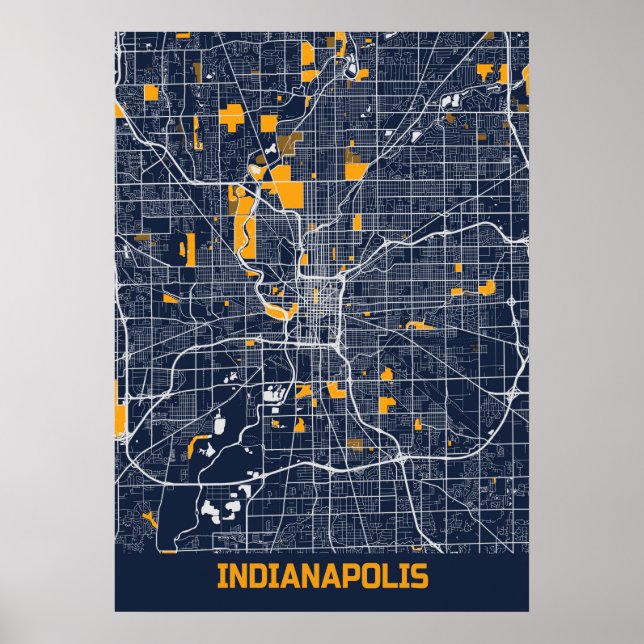 Poster Indianapolis - Indiana Bluefresh City Map (Devant)