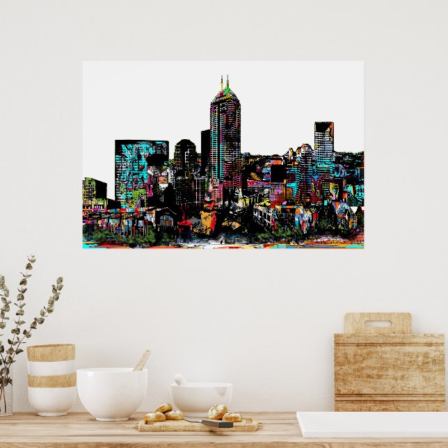 Poster Indianapolis, Indiana en graffiti (Cuisine)