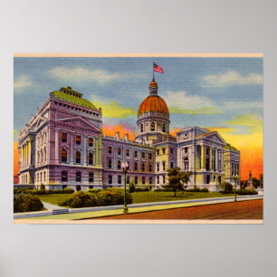 Poster Indianapolis, Indiana State House vers 1930