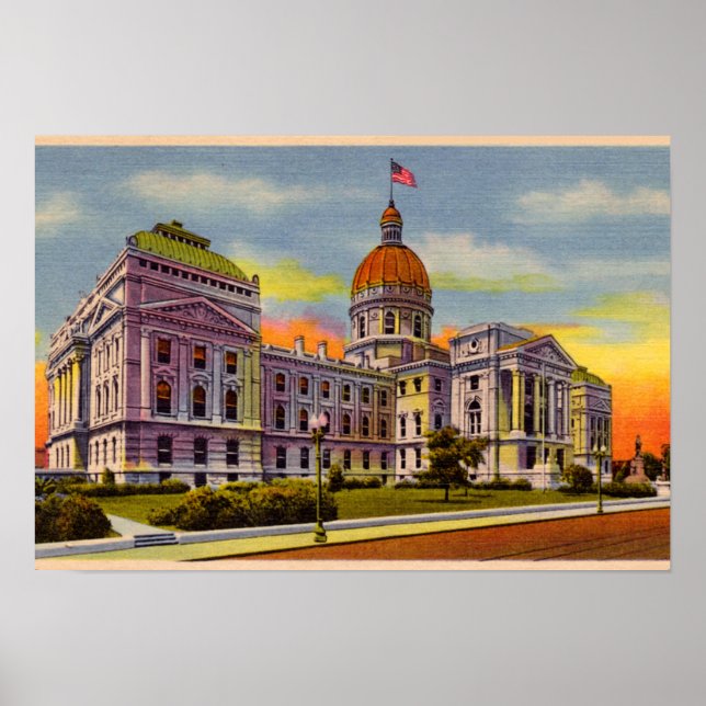 Poster Indianapolis, Indiana State House vers 1930 (Devant)