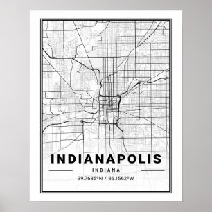 Poster Indianapolis Indiana USA Travel City Map