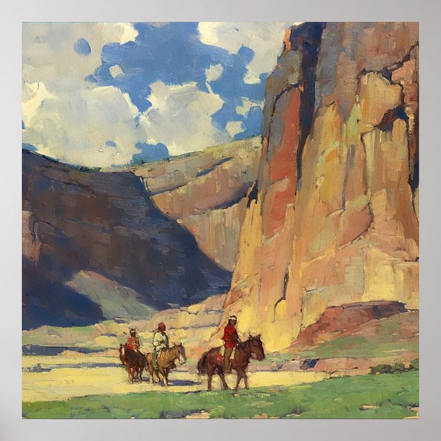 Poster “Indians à travers Canyon de Chelly” par Edgar Pay (Devant)