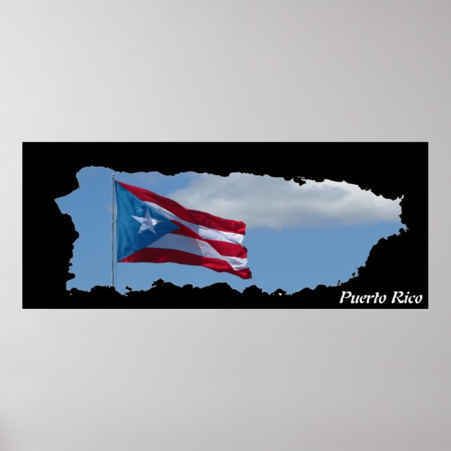 Poster Indicateur de carte de l'île de Porto Rico (Devant)
