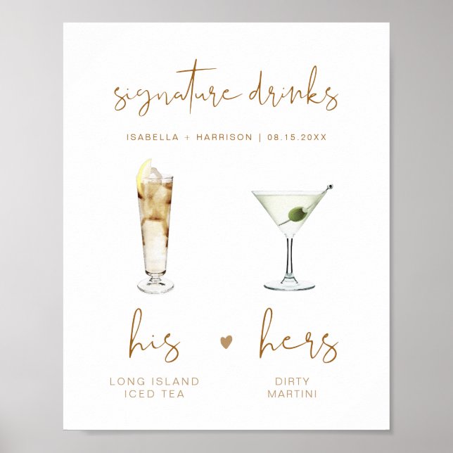 Poster INDIE Bohemian Signature Boisson Mariage Bar Poste (Devant)