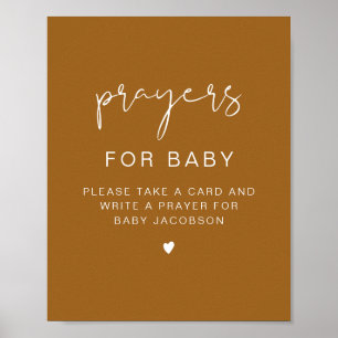 Poster INDIE Boho Baby shower de prières pour bébé signe