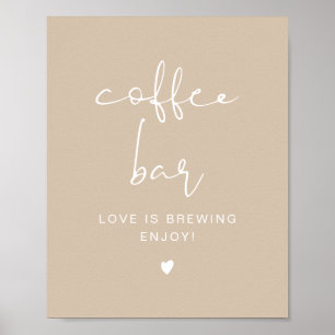 Poster INDIE Boho Beige Minimalist Coffee Bar Table Sign