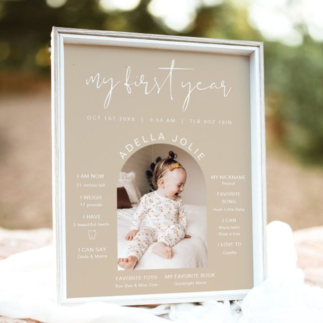 Poster INDIE Boho Cream Arch Photo Première année Jalon (Créateur téléchargé)