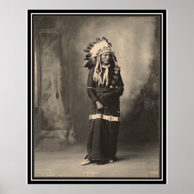 Poster Indienne vintage : Ours d'aigle, Sioux - (Devant)