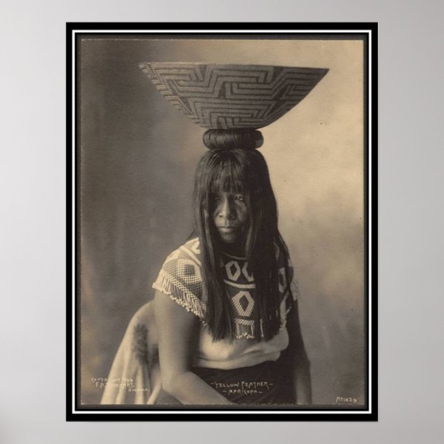 Poster Indienne vintage : Plumes jaunes, Maricopa - (Devant)