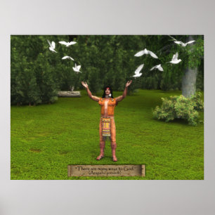 Poster Indiens et colombes avec proverbe