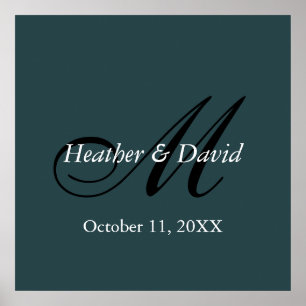 Poster Indigo Color Stylo mignon Monogram Mariage