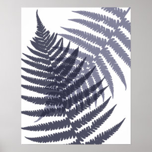 Poster Indigo Navy Blue Tree Fern Imprimer Motif